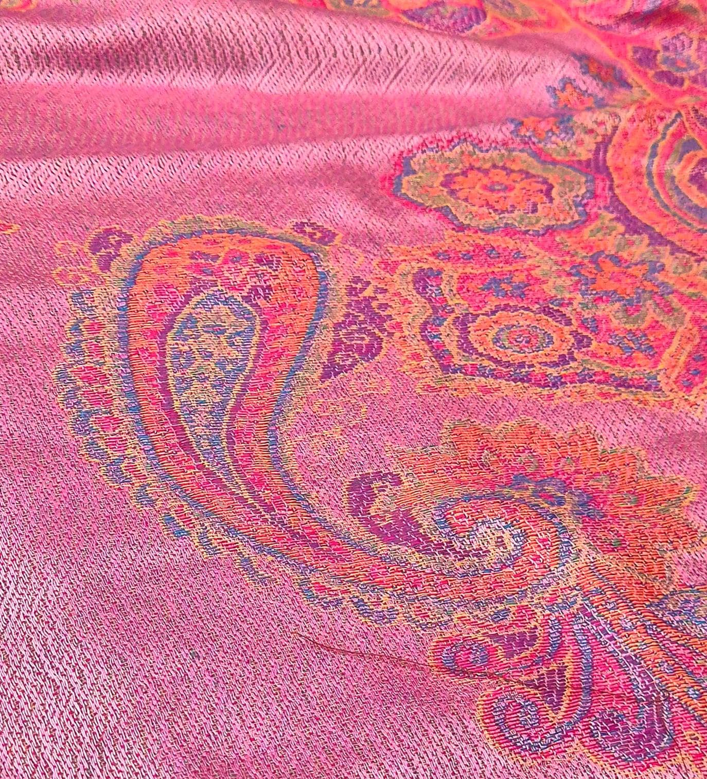 Cashmere Scarf/Headscarf Embroidered Pink
