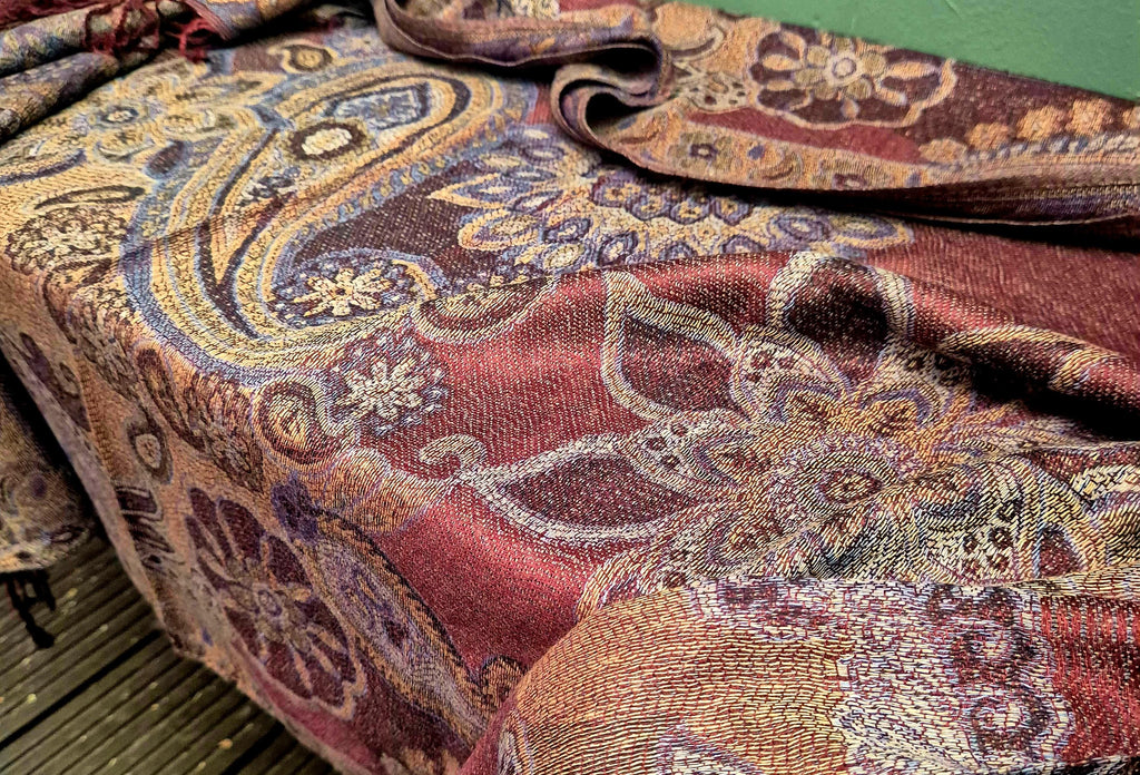 Cashmere Scarf/Headscarf Brown with Artistry