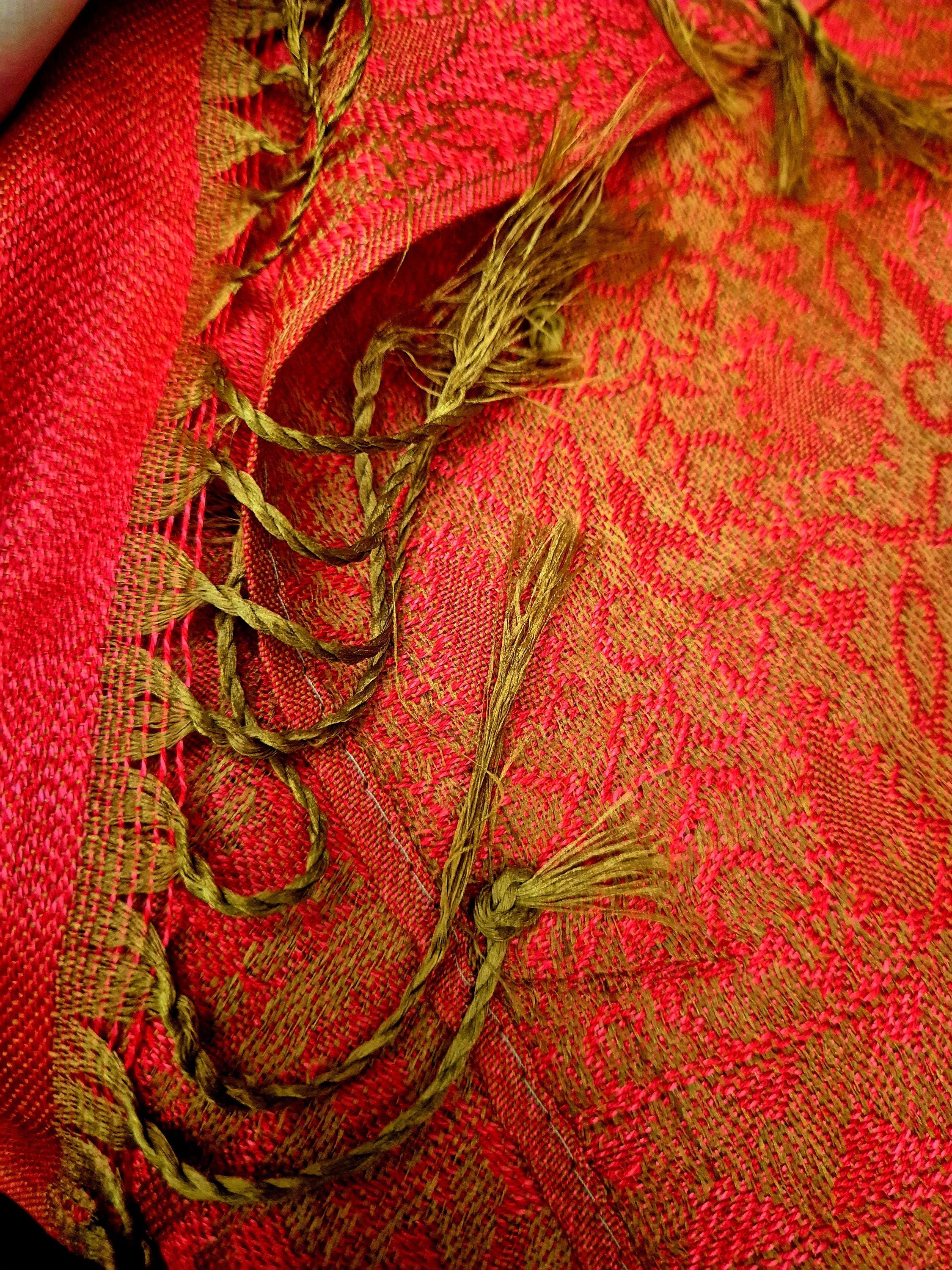 Cashmere Keffiyeh Style Scarf/Headscarf Gold and Red