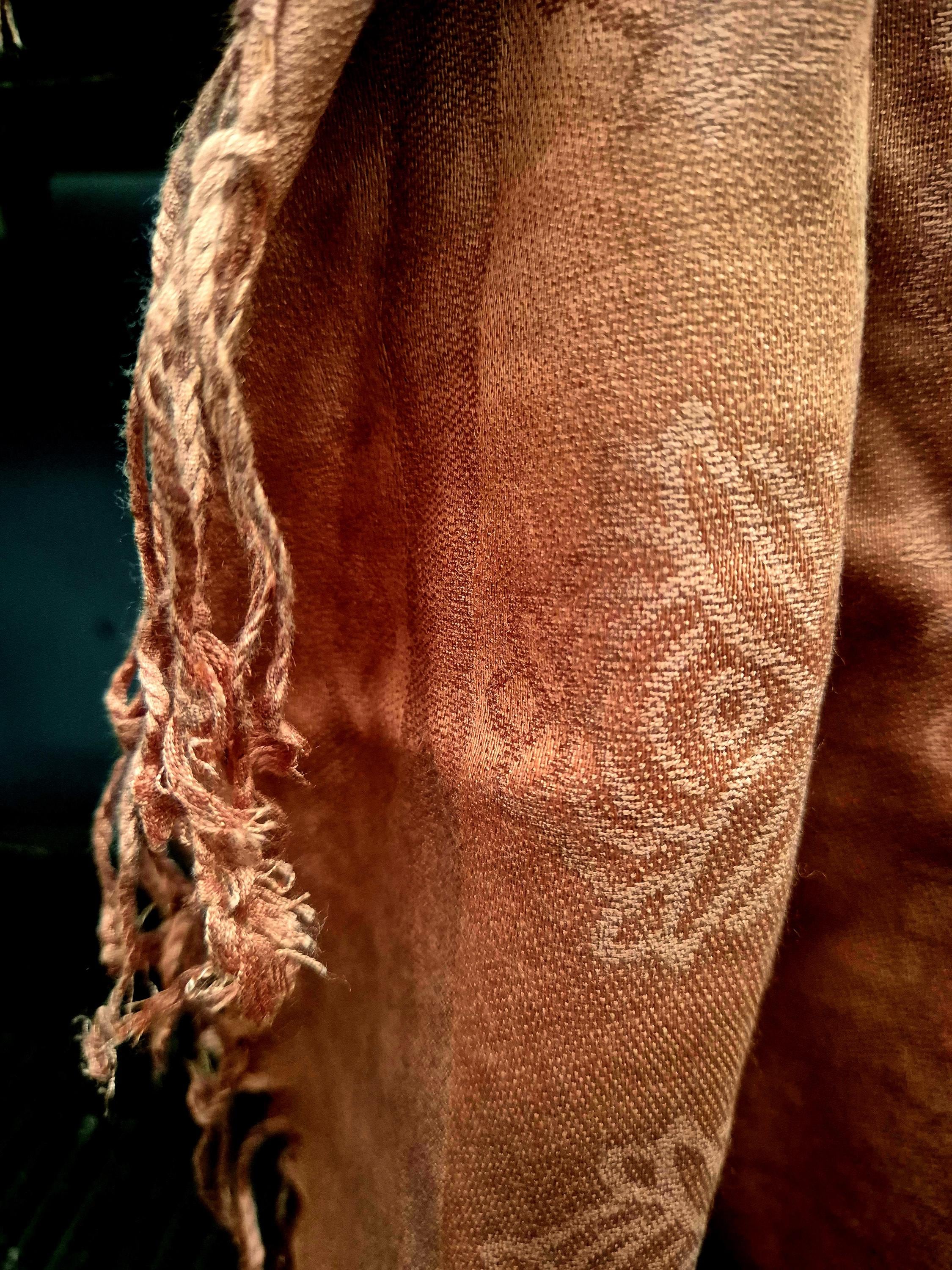 Cashmere Keffiyeh Style Scarf/Headscarf Embroidered Tan