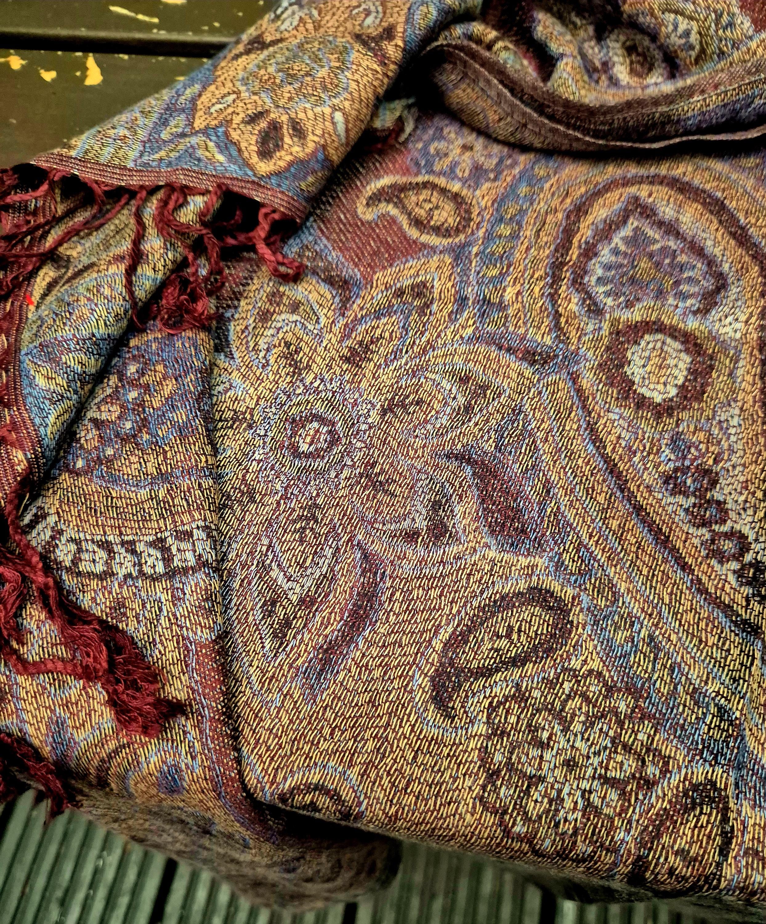Cashmere Scarf/Headscarf Brown with Artistry
