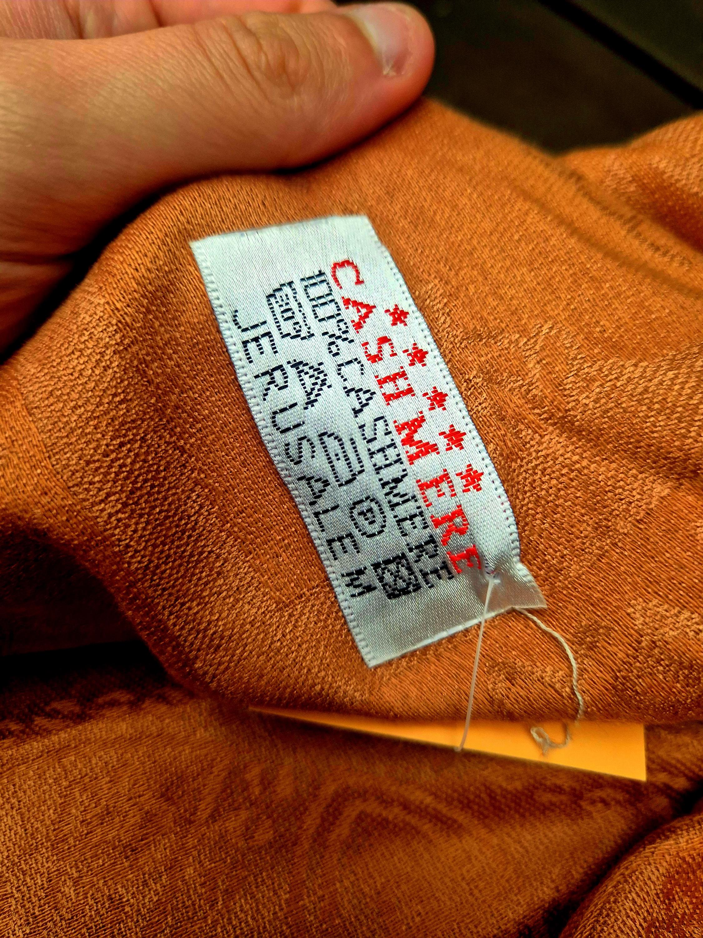 Cashmere Keffiyeh Style Scarf/Headscarf Embroidered Tan