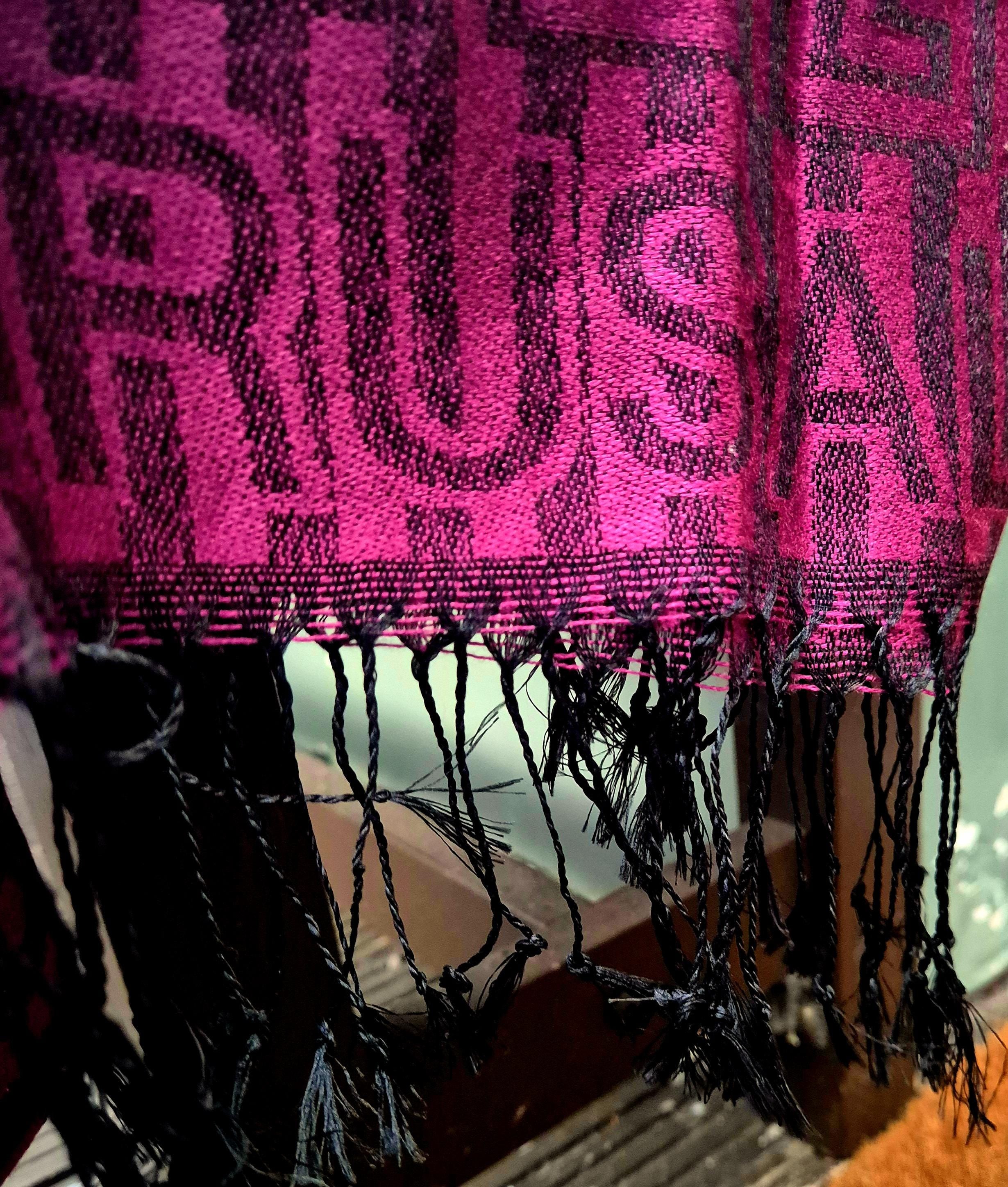Cashmere Keffiyeh Style Scarf/Headscarf Embroidered Purple/Pink
