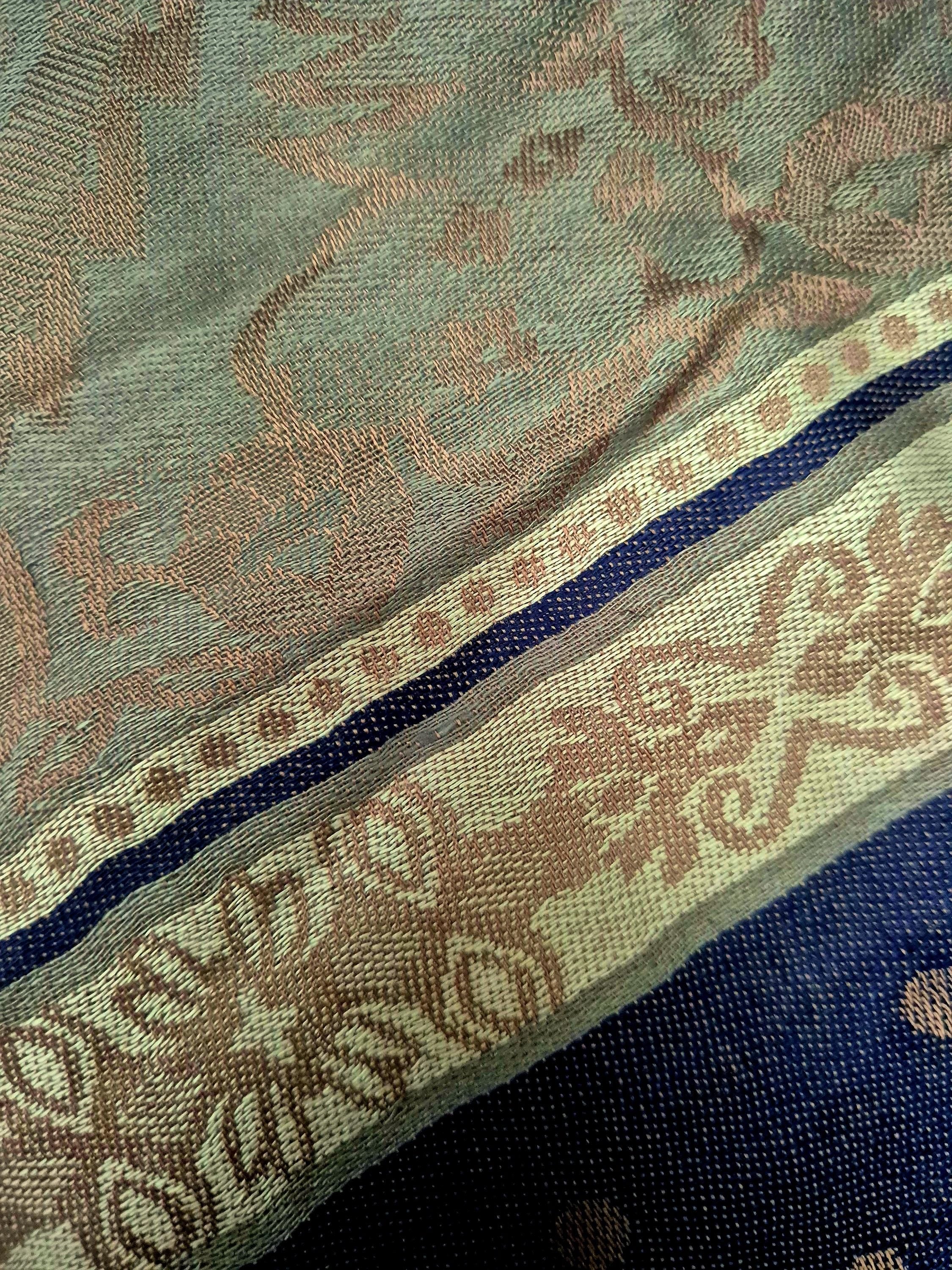 Cashmere Scarf/Headscarf Embroidered Blue