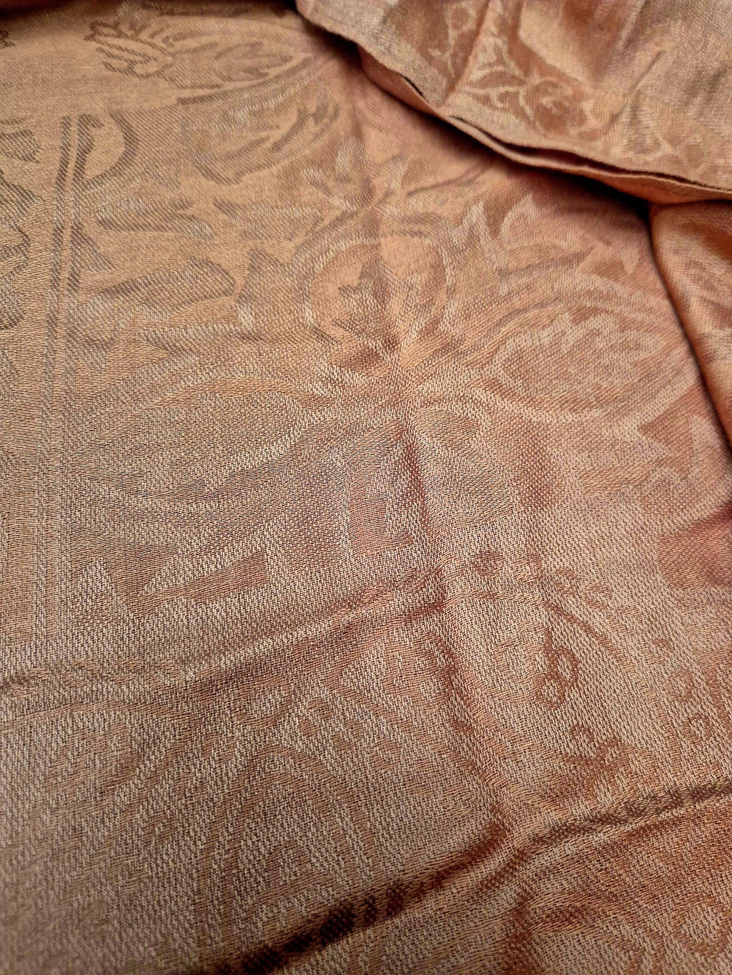 Cashmere Keffiyeh Style Scarf/Headscarf Embroidered Tan