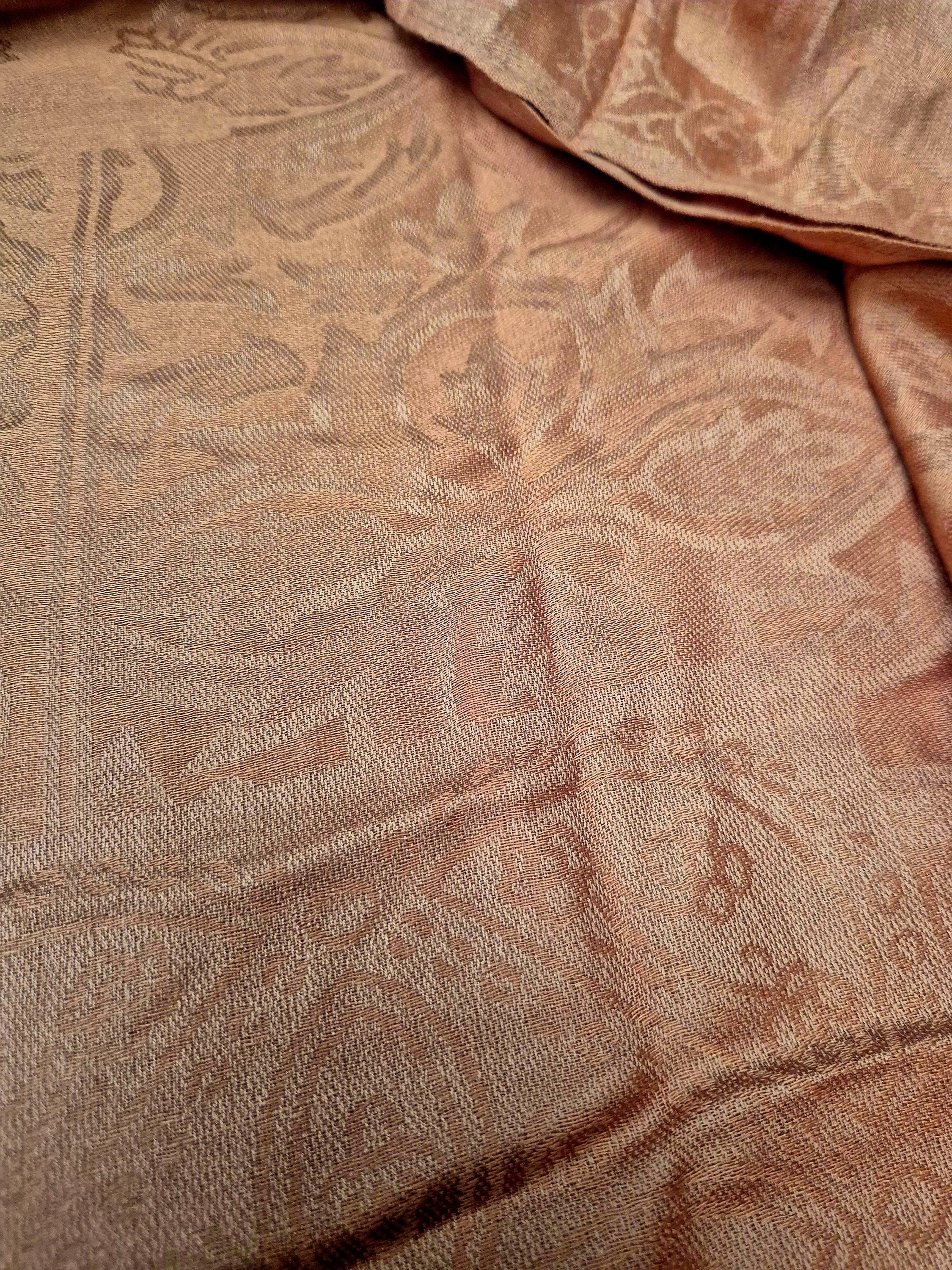 Cashmere Keffiyeh Style Scarf/Headscarf Embroidered Tan
