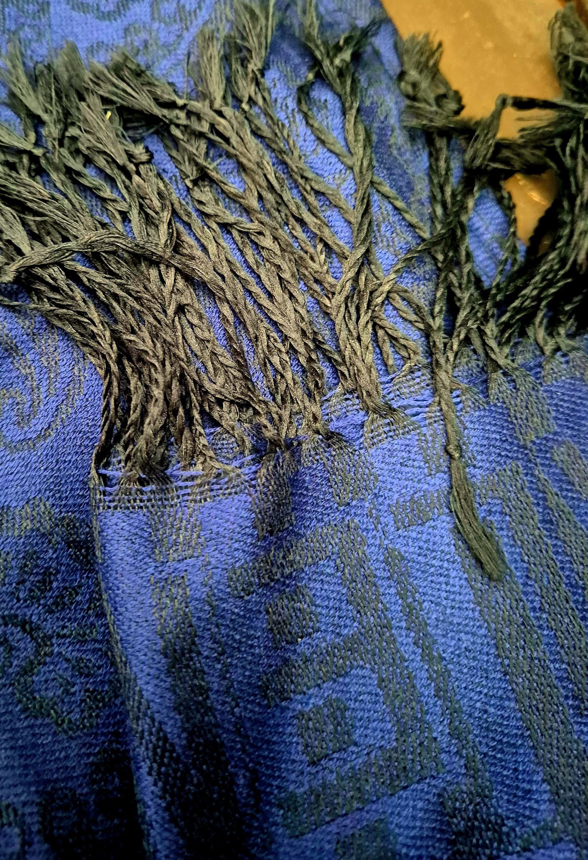 Cashmere Scarf/Headscarf Embroidered Blue