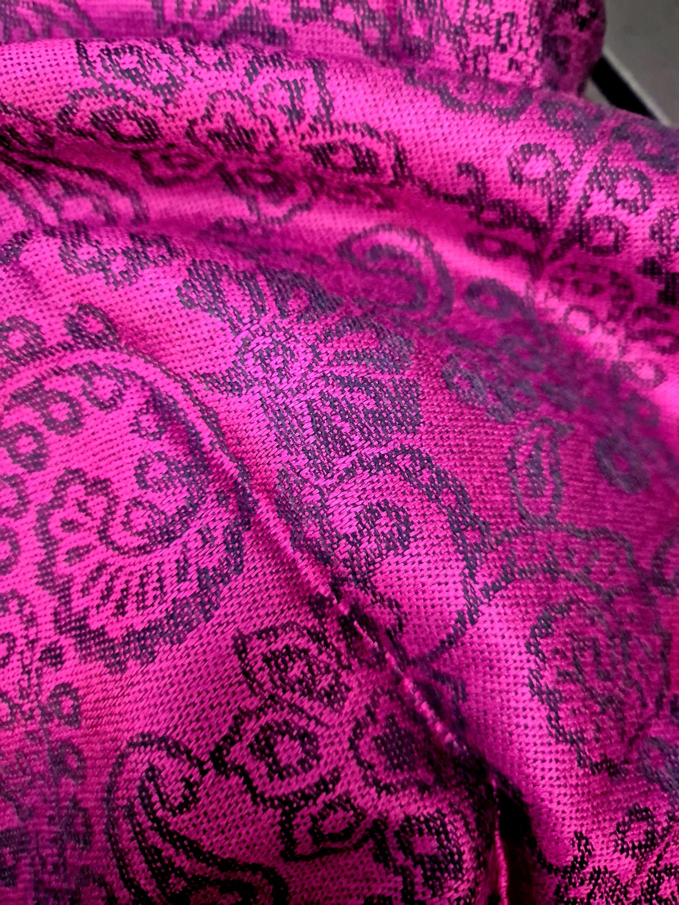 Cashmere Keffiyeh Style Scarf/Headscarf Embroidered Purple/Pink