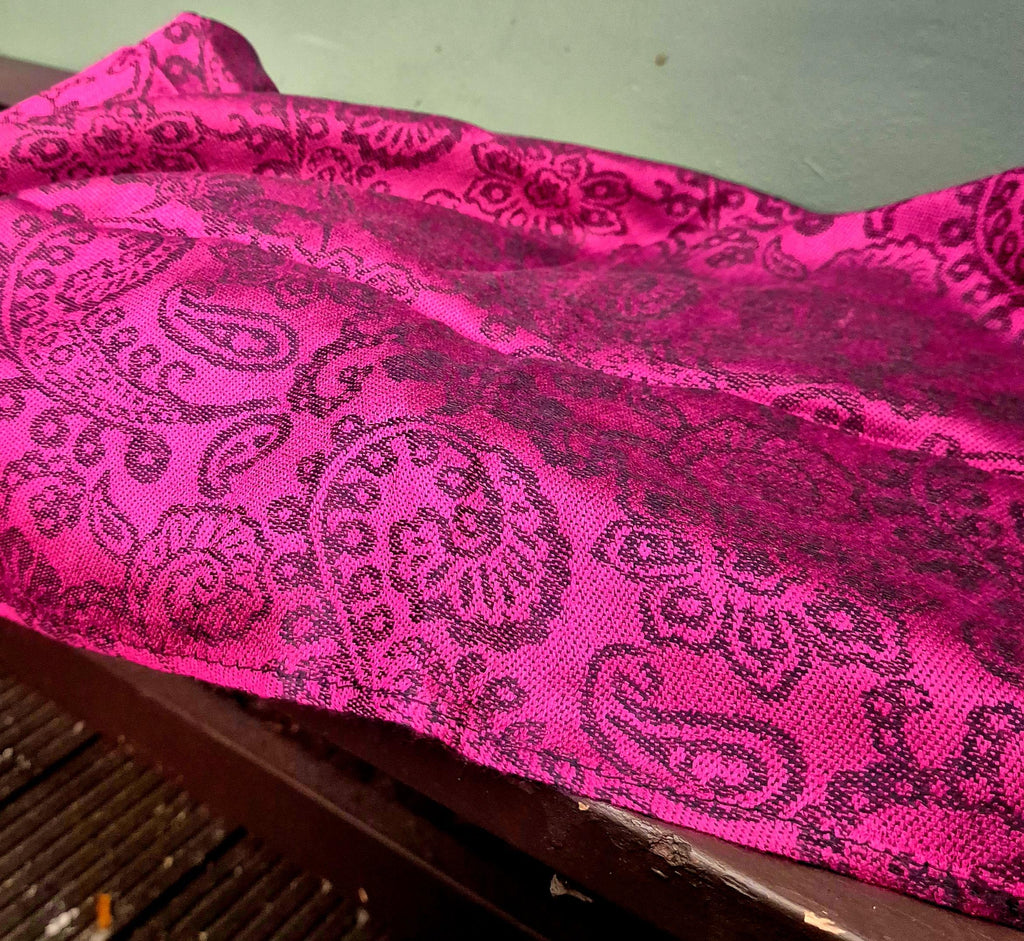 Cashmere Keffiyeh Style Scarf/Headscarf Embroidered Purple/Pink