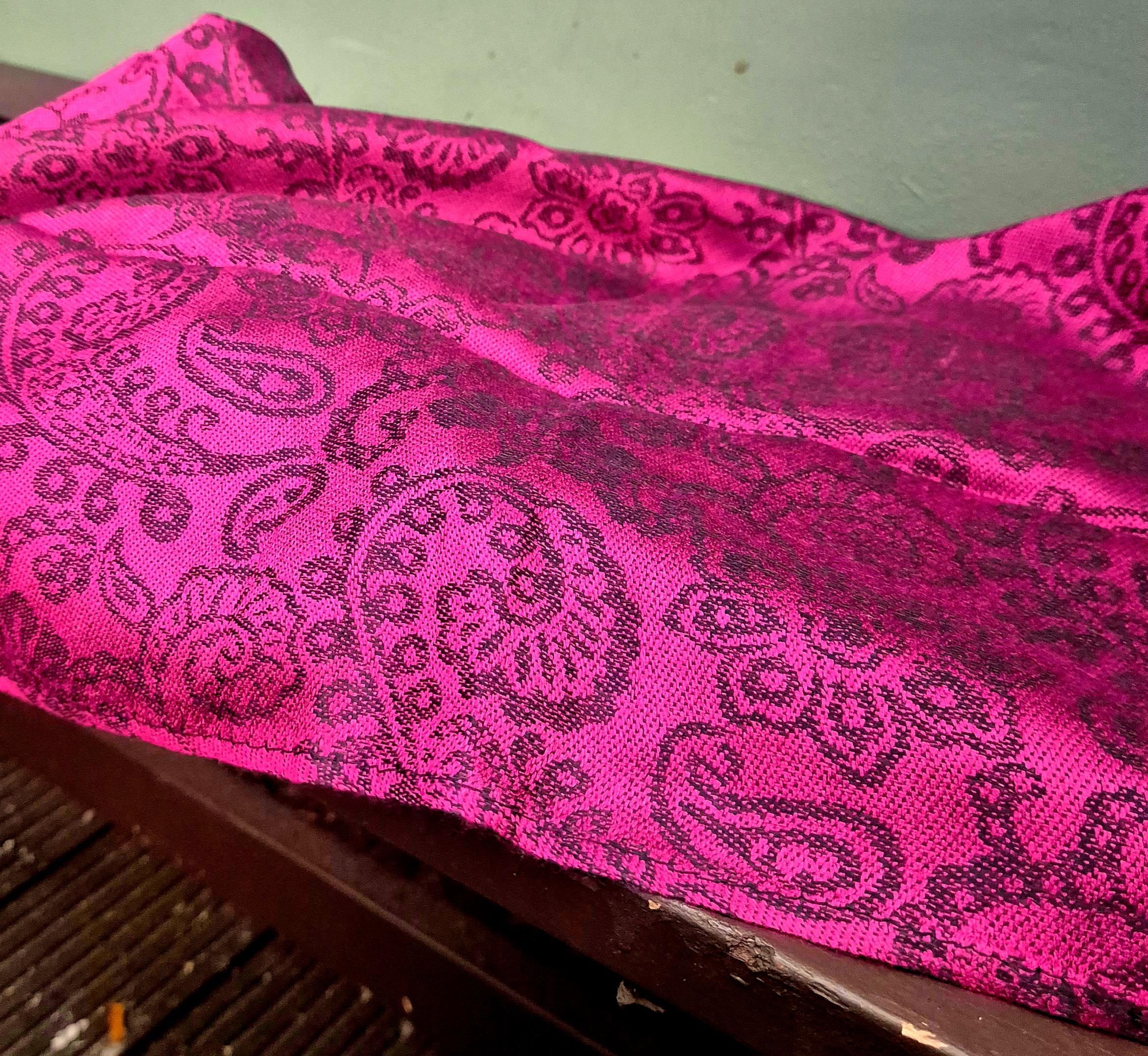Cashmere Keffiyeh Style Scarf/Headscarf Embroidered Purple/Pink