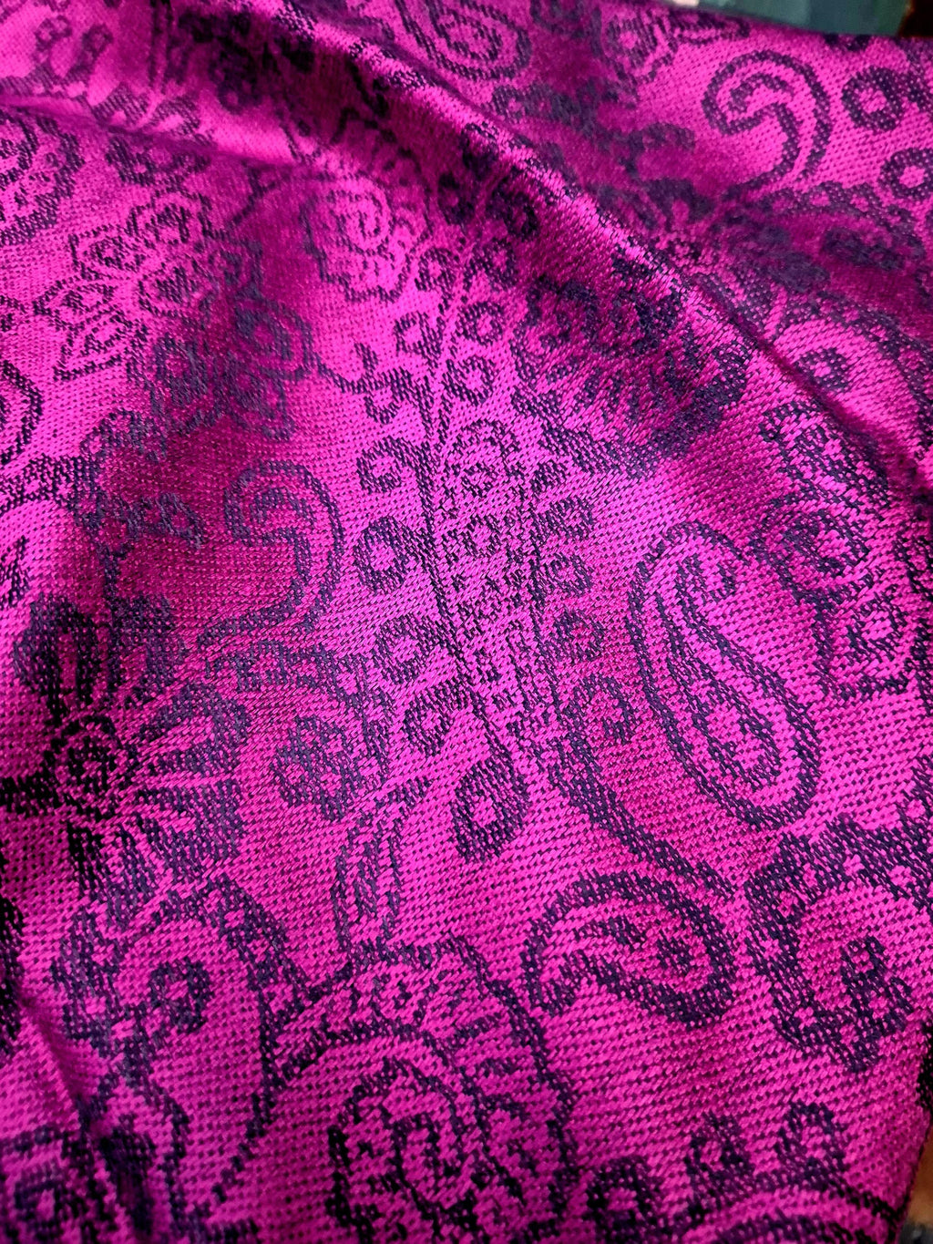 Cashmere Keffiyeh Style Scarf/Headscarf Embroidered Purple/Pink
