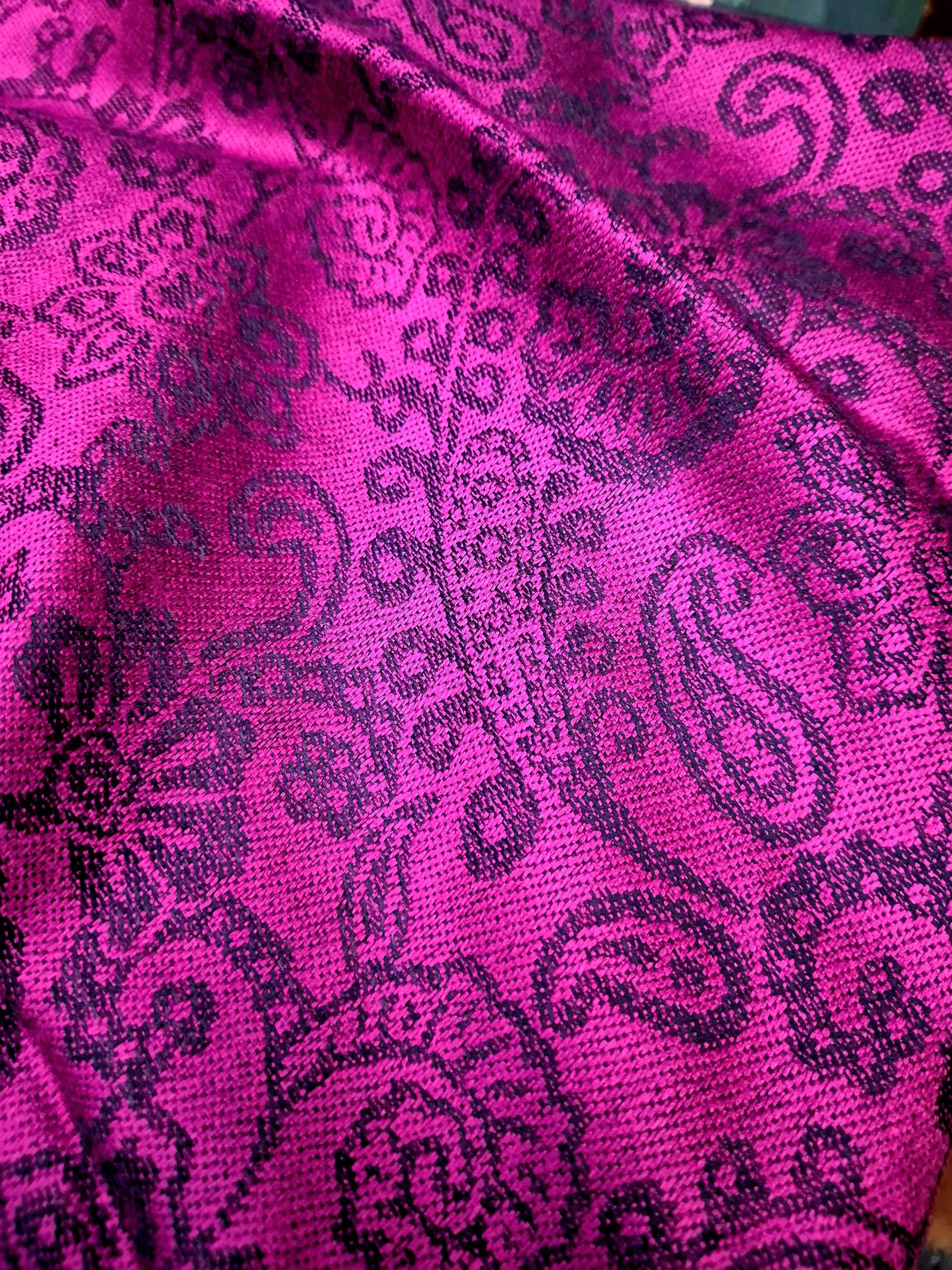 Cashmere Keffiyeh Style Scarf/Headscarf Embroidered Purple/Pink