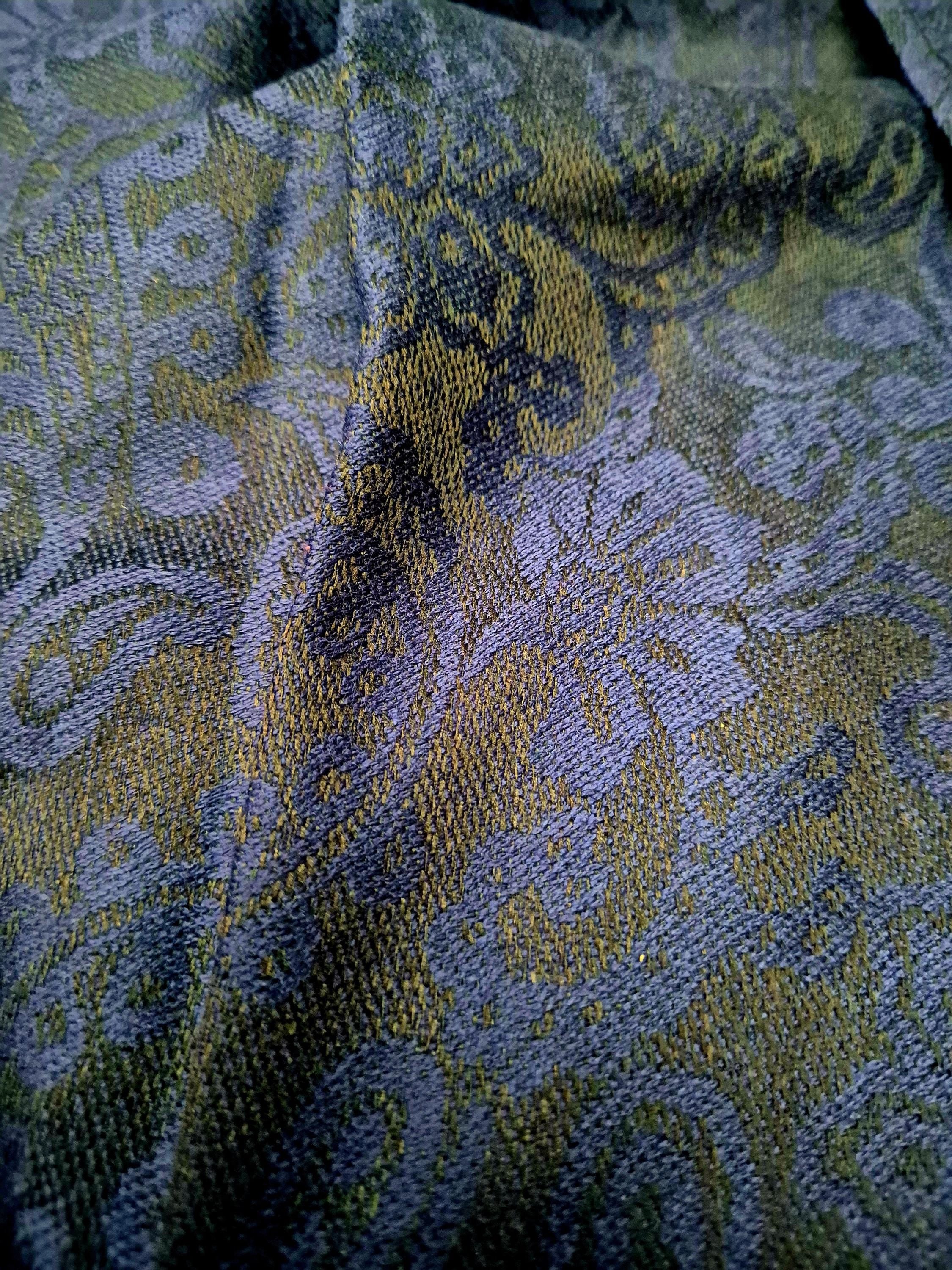 Cashmere Scarf/Headscarf Embroidered Blue