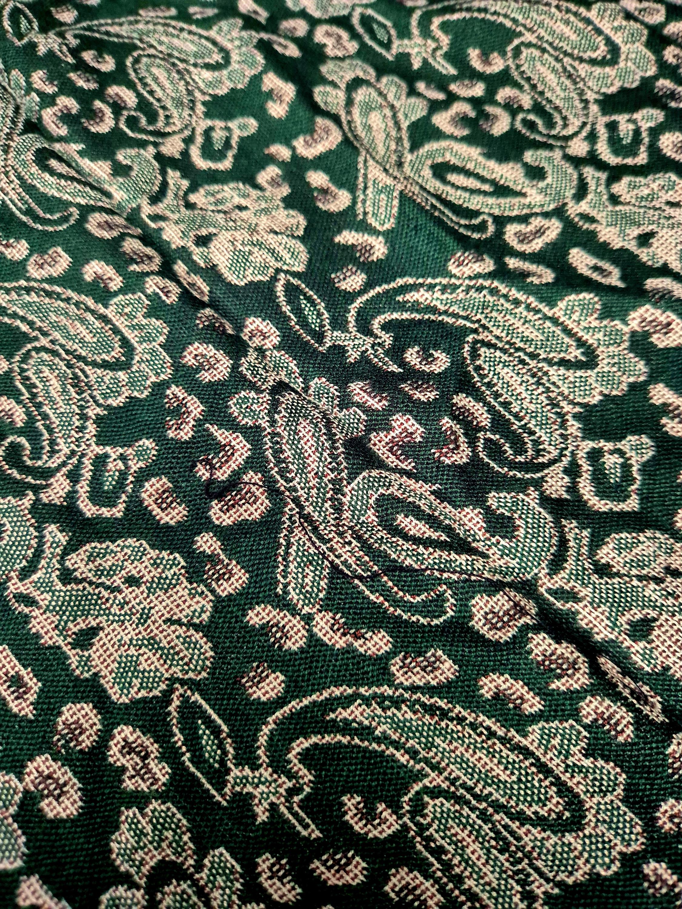 Cashmere Scarf/Headscarf Embroidered Green and Purple