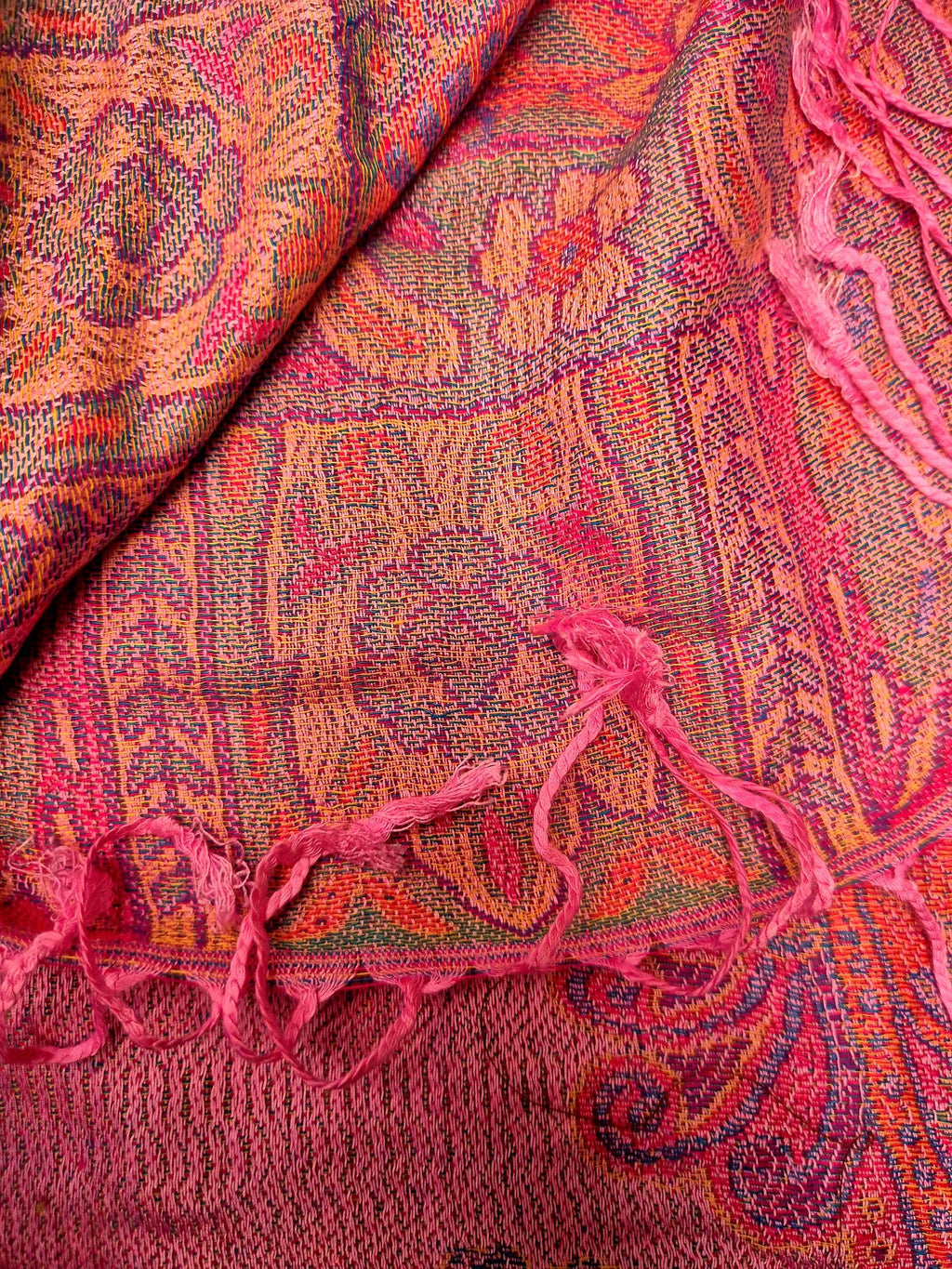 Cashmere Scarf/Headscarf Embroidered Pink