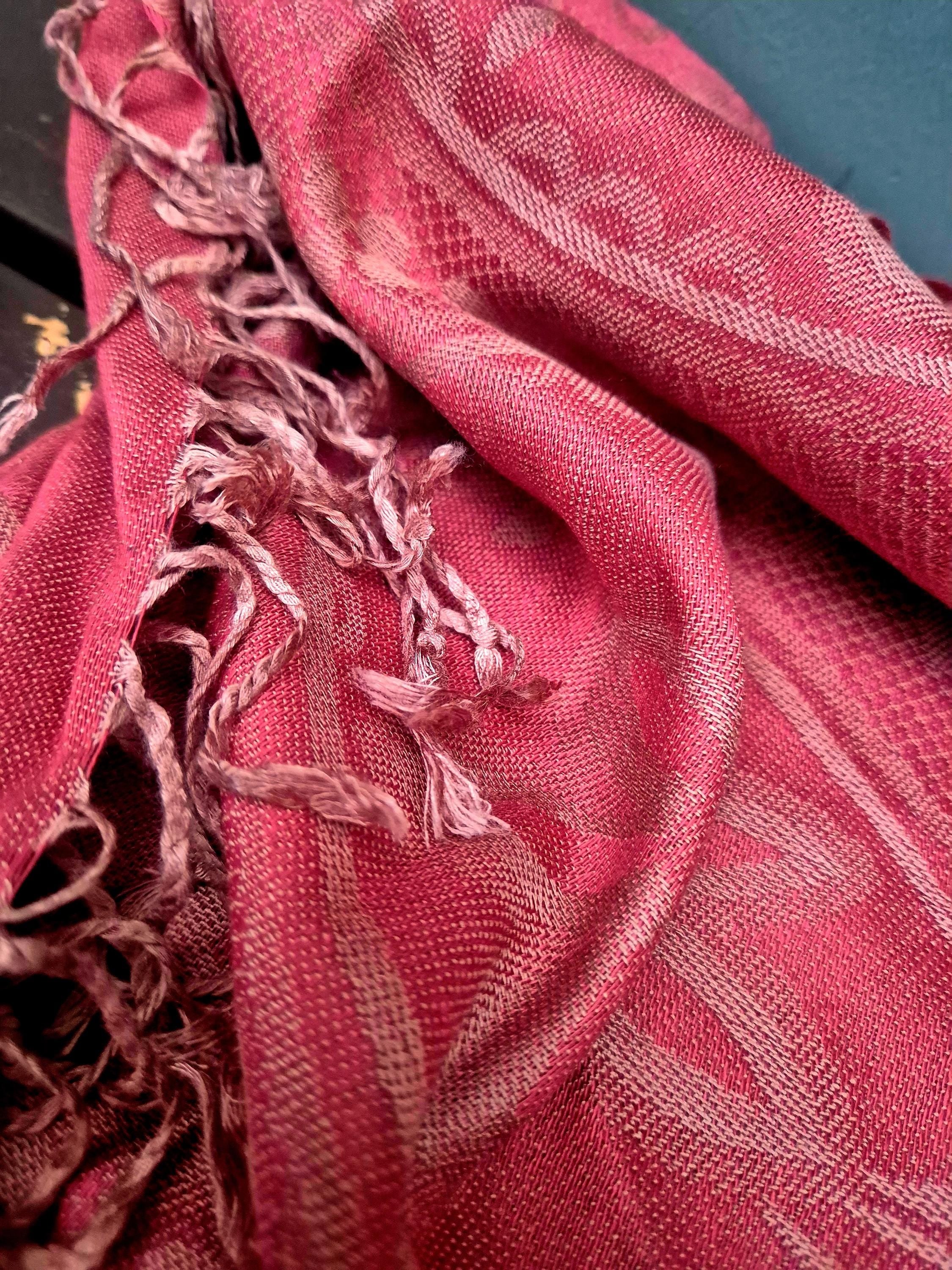 Cashmere Keffiyeh Style Scarf/Headscarf Embroidered Red